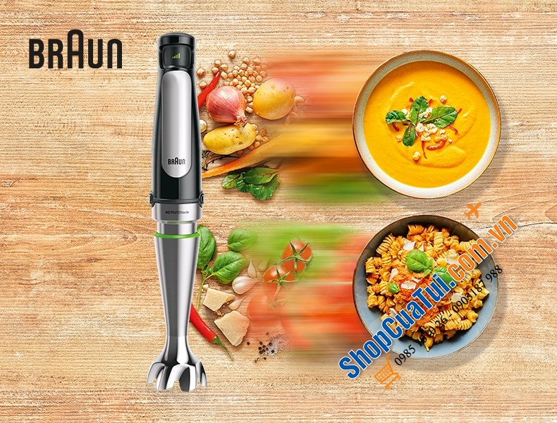 BỘ MÁY XAY CẦM TAY BRAUN MULTIQUICK 7 MQ 7045X - Made in Rumania.