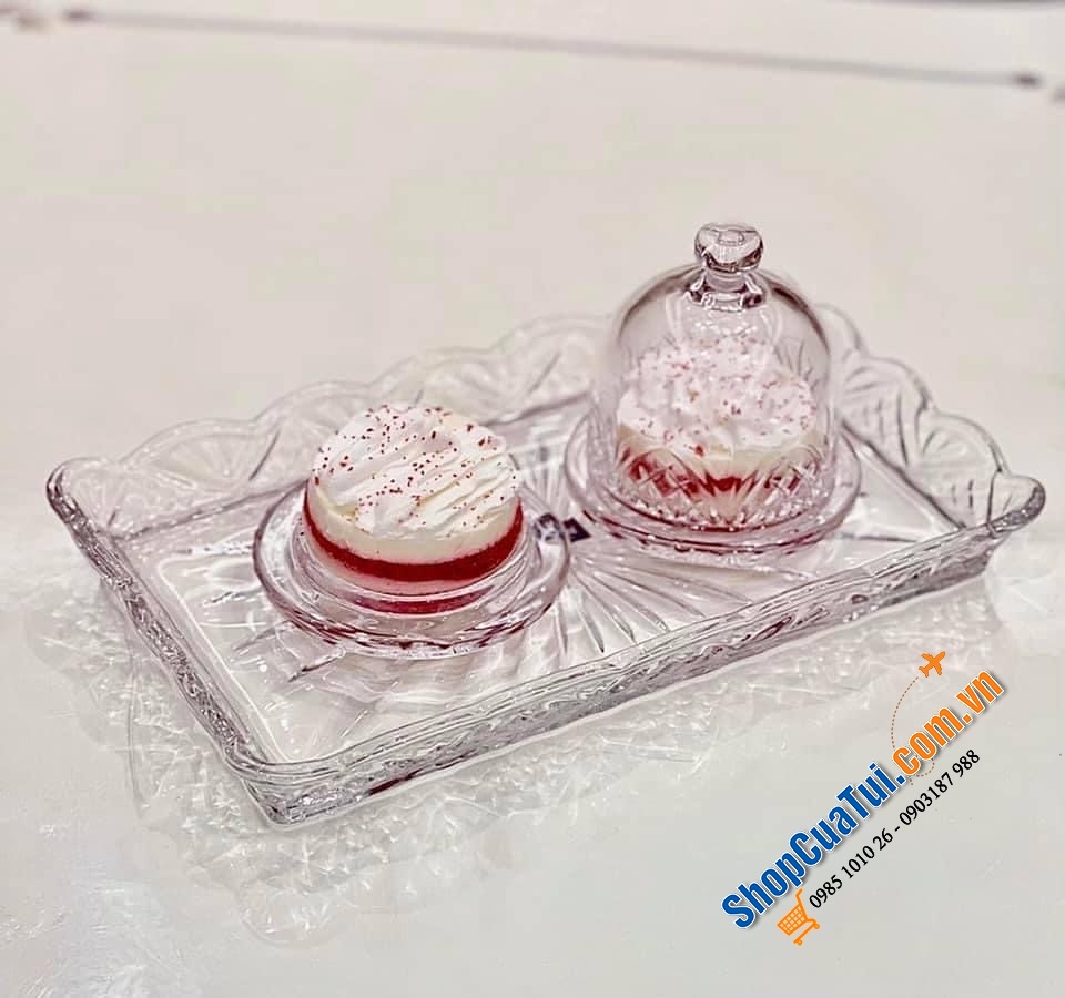 Set 3 hũ đựng bánh bơ mini Dome Dublin thuỷ tinh pha lê, bày trên bàn trà rất xinh - Sét 3 Hũ Dublin mini có chụp 11cm nhỏ nhỏ xinh xinh.