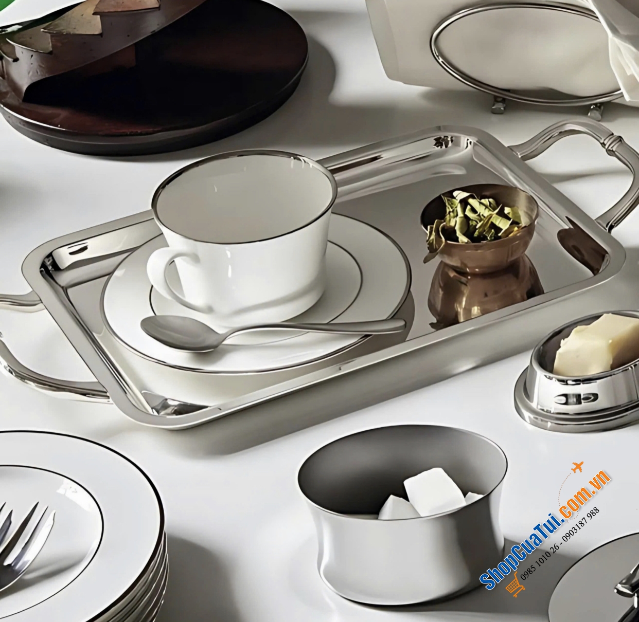 KHAY CHỮ NHẬT, KHAY TRÒN INOX TRÁNG GƯƠNG SAMBONET.