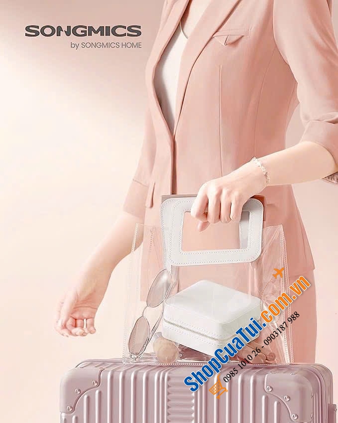Hộp đựng trang sức Songmics JBC146BEV2 màu cloud white.