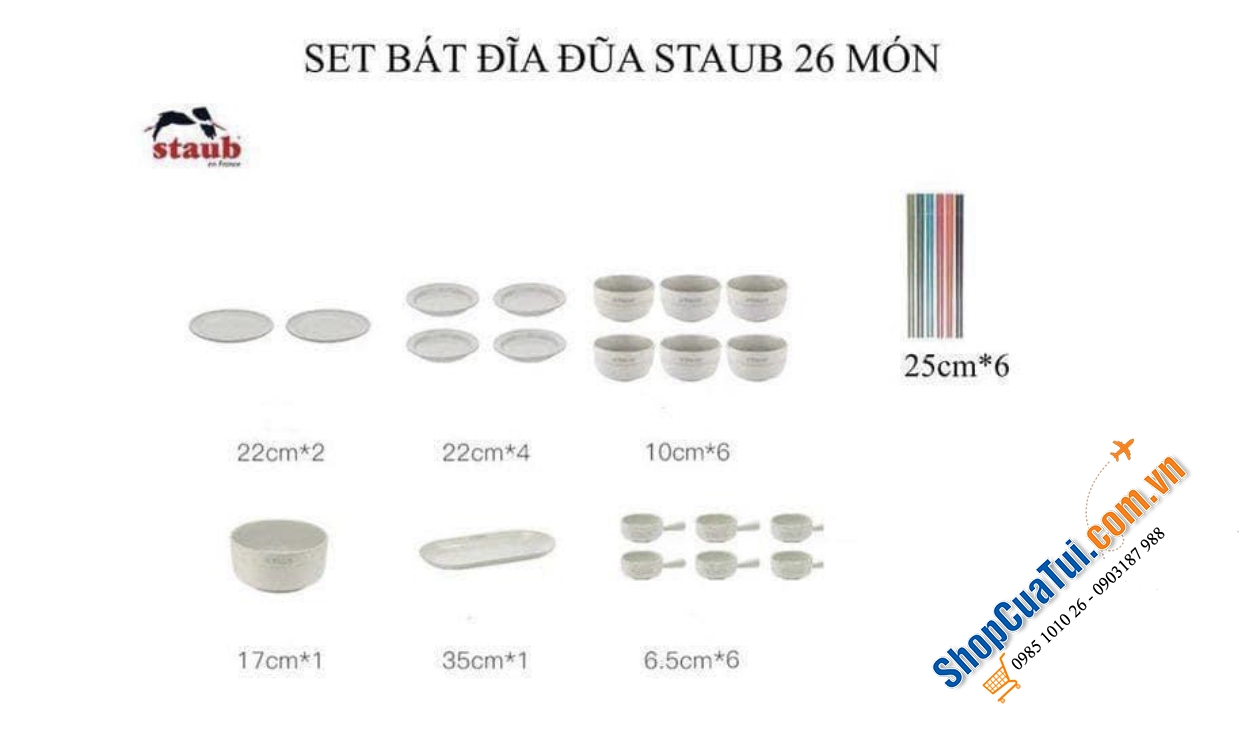 bộ bát đĩa không thể thiếu với người chuộng thương hiệu Staub : SET BÁT ĐĨA STAUB 26 MÓN.