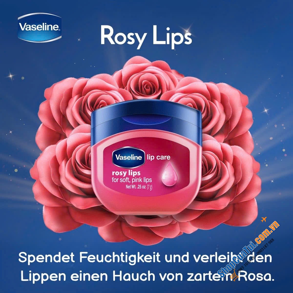 DƯỠNG MÔI VASELINE HUYỀN THOẠI 7 gram  - kem nẻ bản Châu Âu nha!