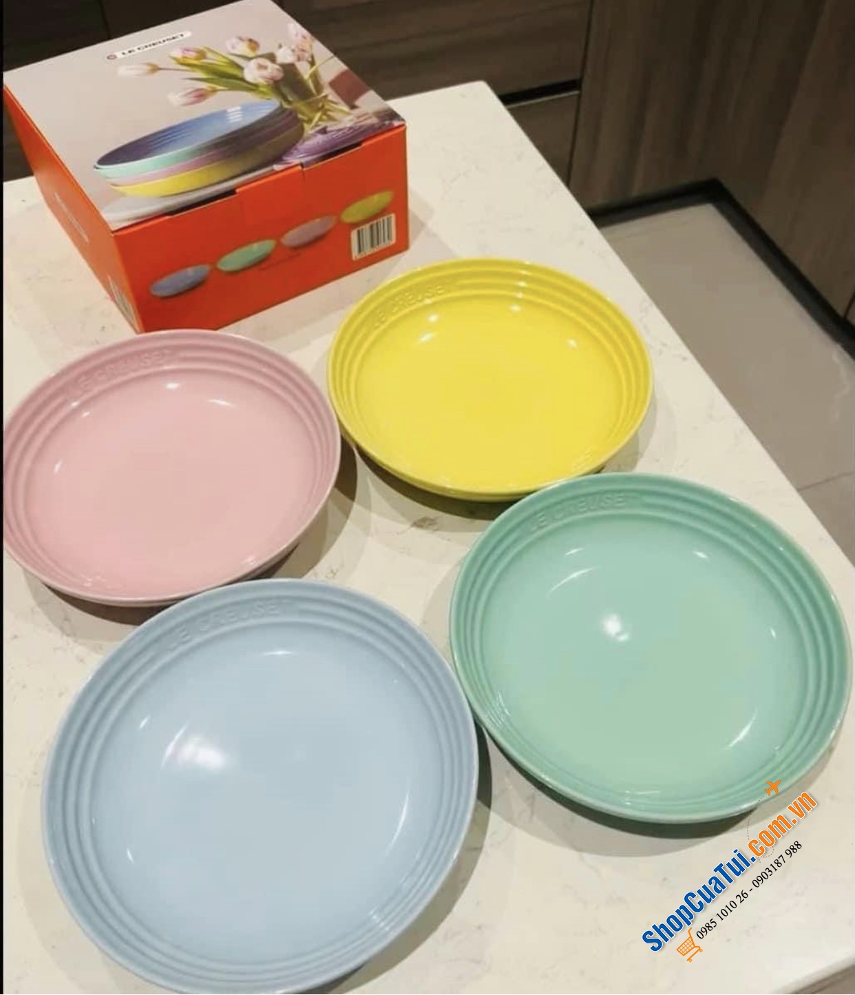 Set 4 đĩa pasta sâu lòng 22cm Le creuset.