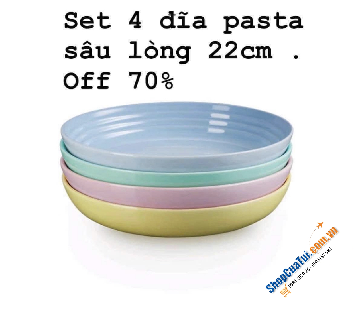 Set 4 đĩa pasta sâu lòng 22cm Le creuset.