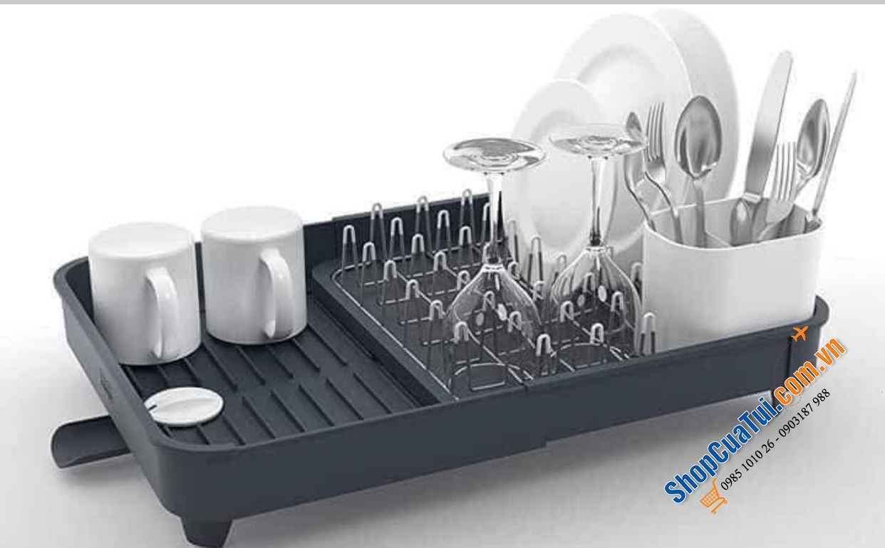 Khay đựng bát đĩa Joseph Joseph 85040 màu xám - có thể được mở rộng đến gần gấp đôi kích thước ban đầu