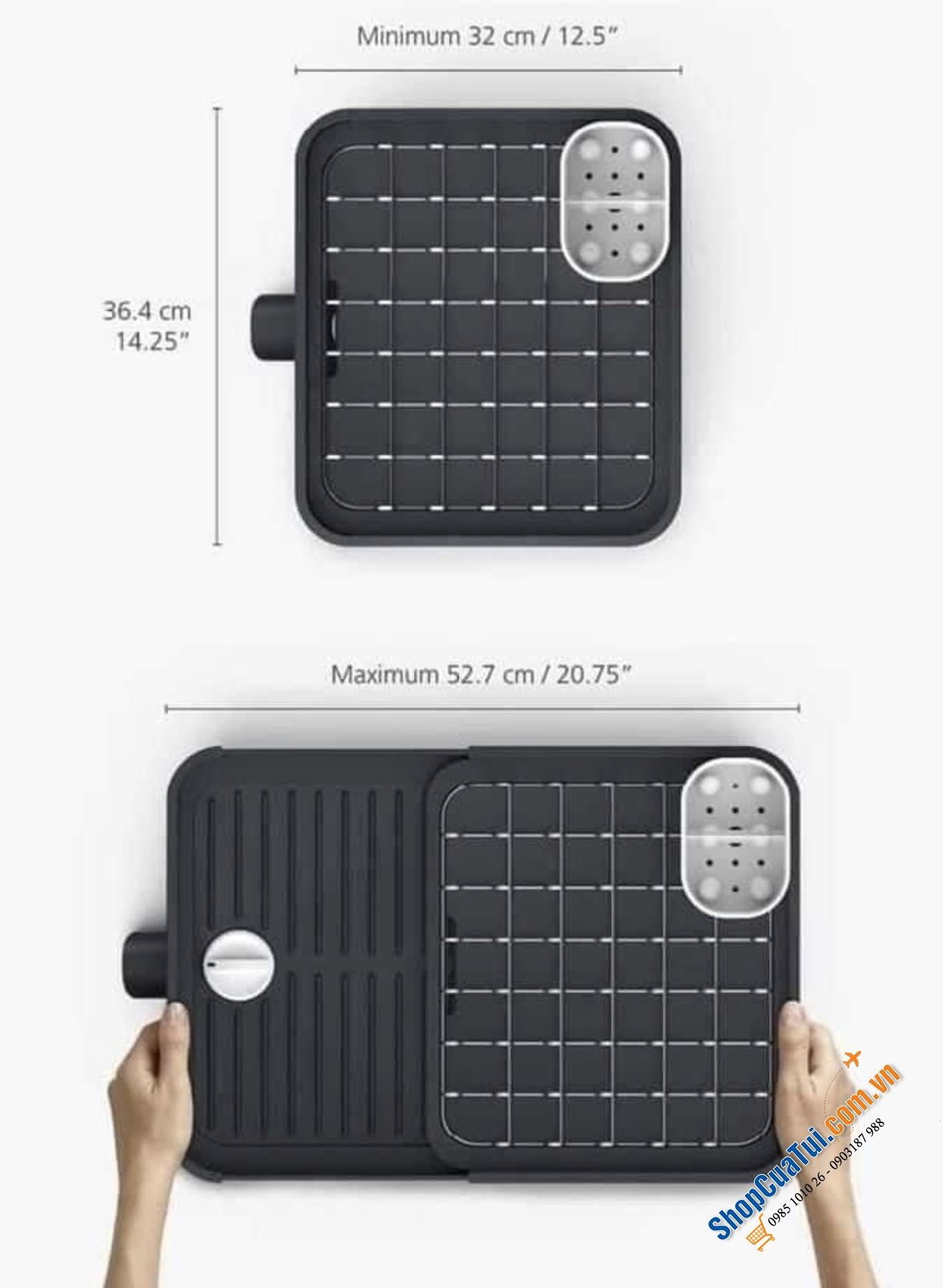 Khay đựng bát đĩa Joseph Joseph 85040 màu xám - có thể được mở rộng đến gần gấp đôi kích thước ban đầu