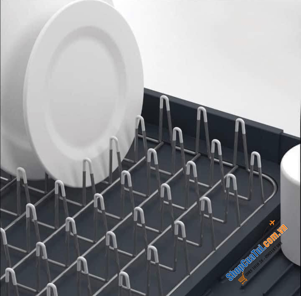 Khay đựng bát đĩa Joseph Joseph 85040 màu xám - có thể được mở rộng đến gần gấp đôi kích thước ban đầu