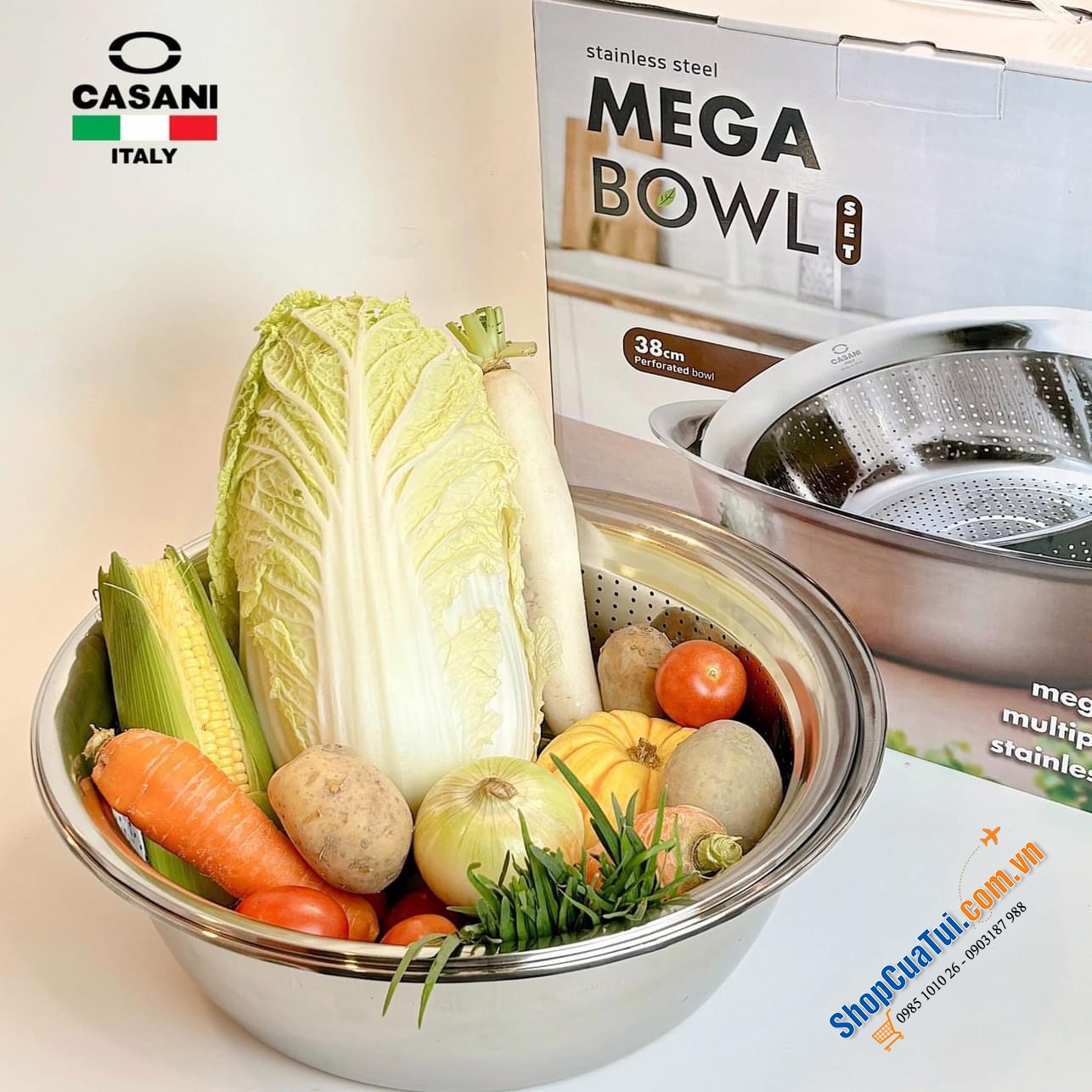 Chậu Inox Casani Mega Bowl - nâng hạng căn bếp của bạn - Chậu 40cm & Rổ 38cm