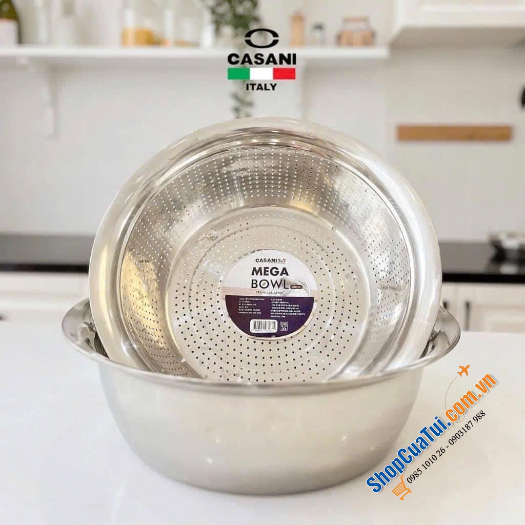 Chậu Inox Casani Mega Bowl - nâng hạng căn bếp của bạn - Chậu 40cm & Rổ 38cm