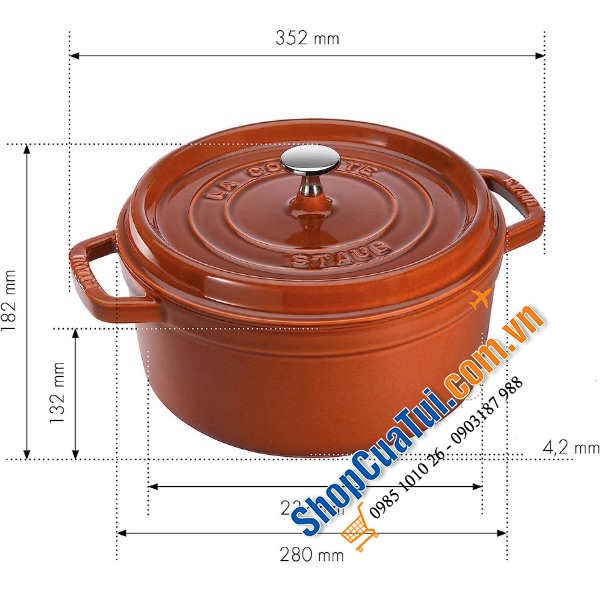 NỒI GANG STAUB COCOTTE 24CM MÀU CAM QUẾ