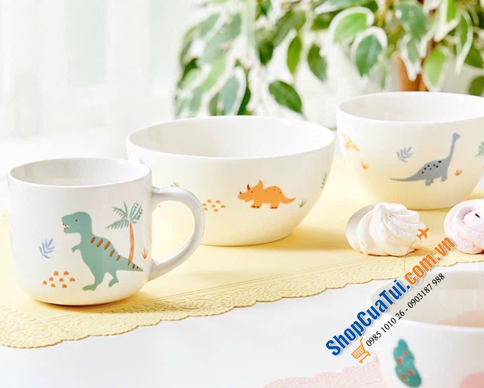 Set 3 món bát, cốc sứ Dinnerware from Korea - Thiết kế đáng yêu sẽ giúp mỗi bữa cơm trở nên thú vị hơn bao giờ hết