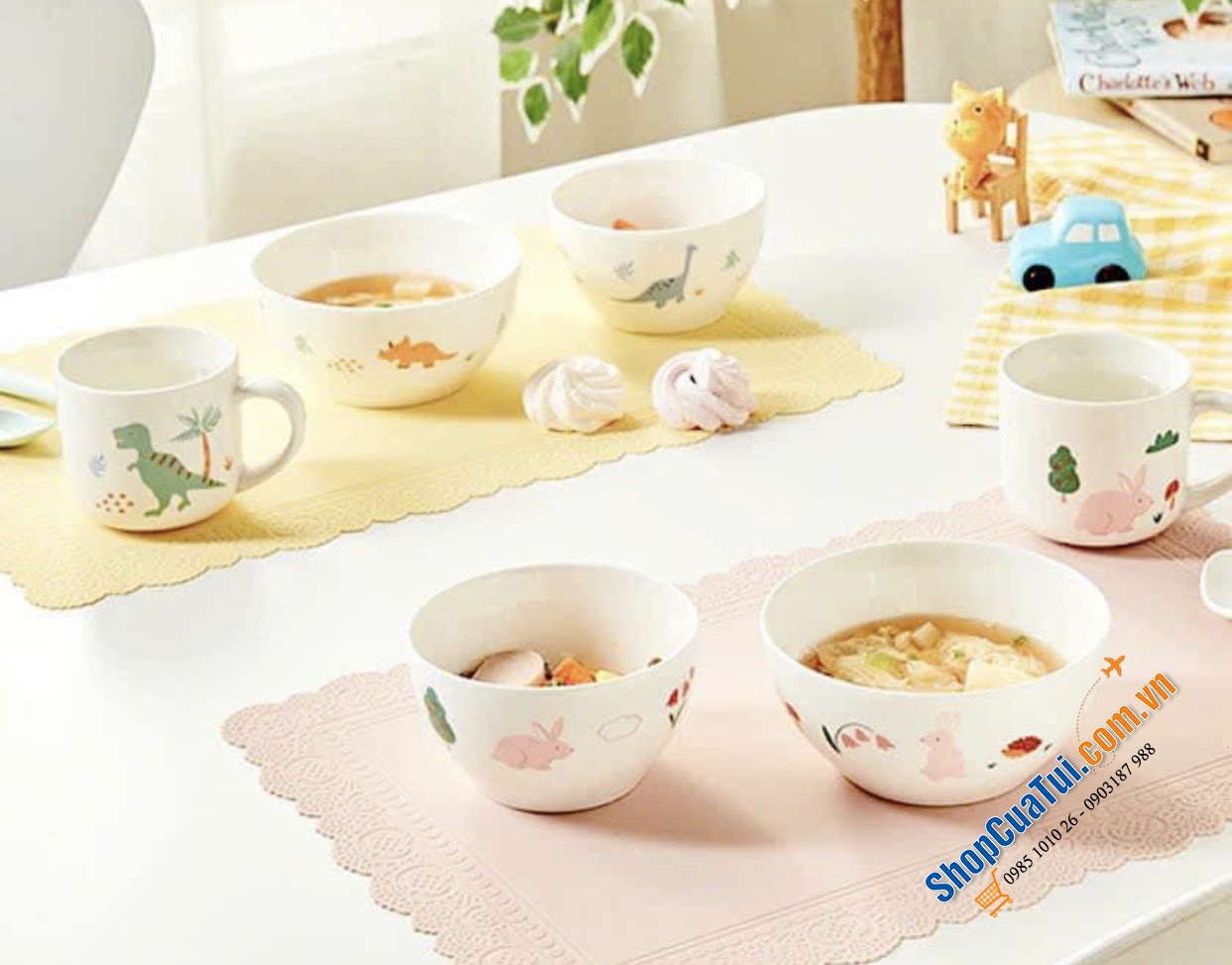 Set 3 món bát, cốc sứ Dinnerware from Korea - Thiết kế đáng yêu sẽ giúp mỗi bữa cơm trở nên thú vị hơn bao giờ hết