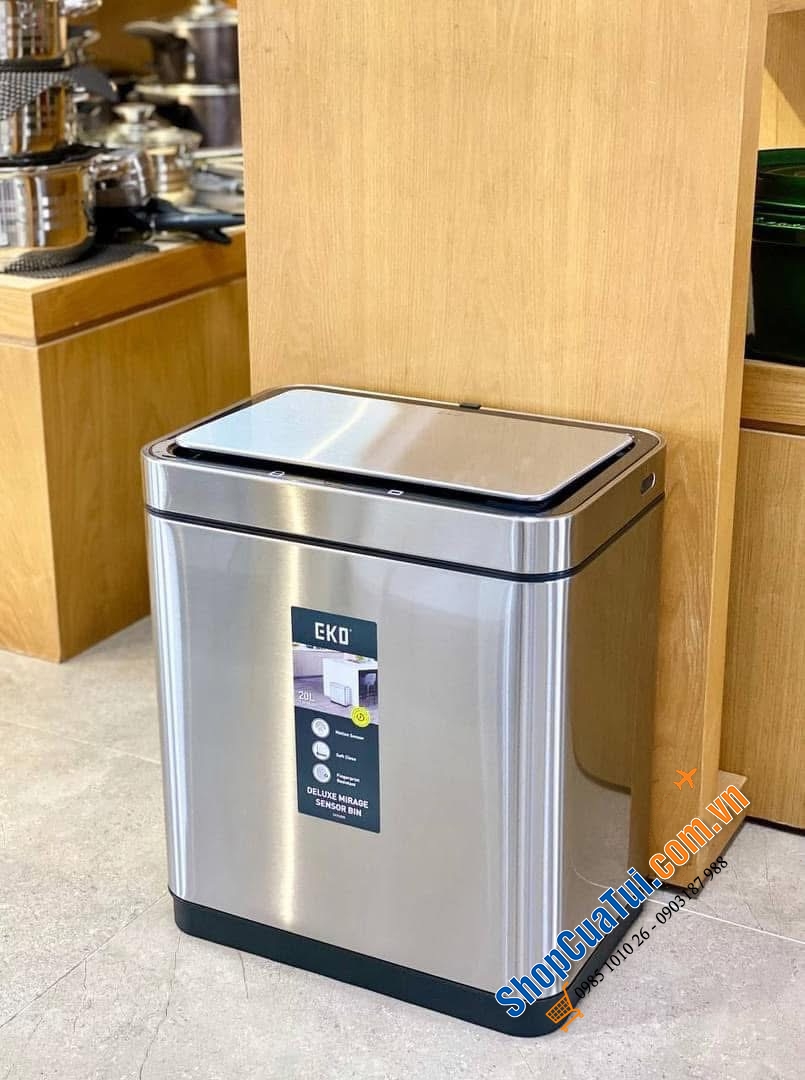 THÙNG RÁC EKO CẢM BIỂN TỰ ĐỘNG, CHỐNG BÁM VÂN TAY EK9280RMT - 20L