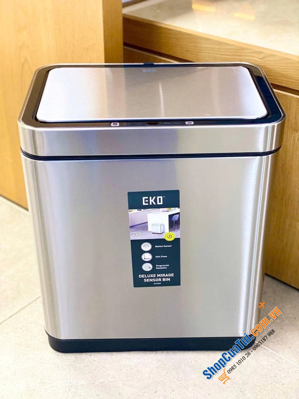 THÙNG RÁC EKO CẢM BIỂN TỰ ĐỘNG, CHỐNG BÁM VÂN TAY EK9280RMT - 20L