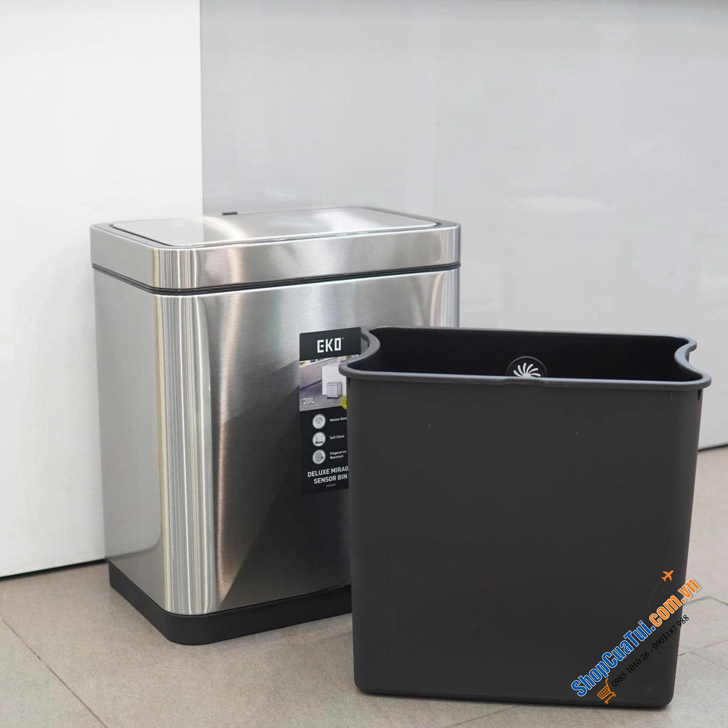THÙNG RÁC EKO CẢM BIỂN TỰ ĐỘNG, CHỐNG BÁM VÂN TAY EK9280RMT - 20L