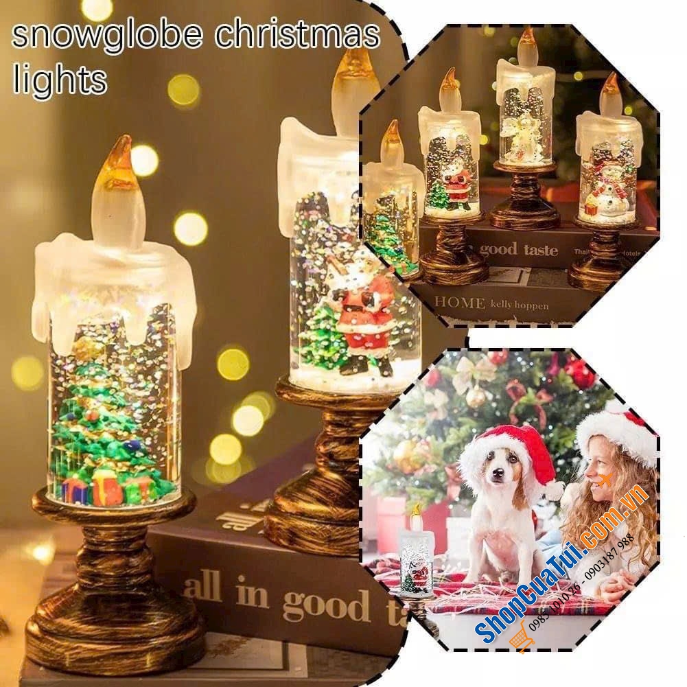 Quả cầu tuyết phát sáng Giáng sinh Surakey hình cây nến - Đón Noel ấm áp và mang đến bầu không khí lễ hội sống động