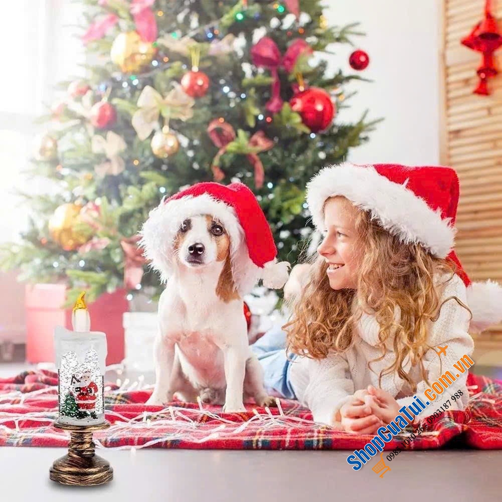 Quả cầu tuyết phát sáng Giáng sinh Surakey hình cây nến - Đón Noel ấm áp và mang đến bầu không khí lễ hội sống động