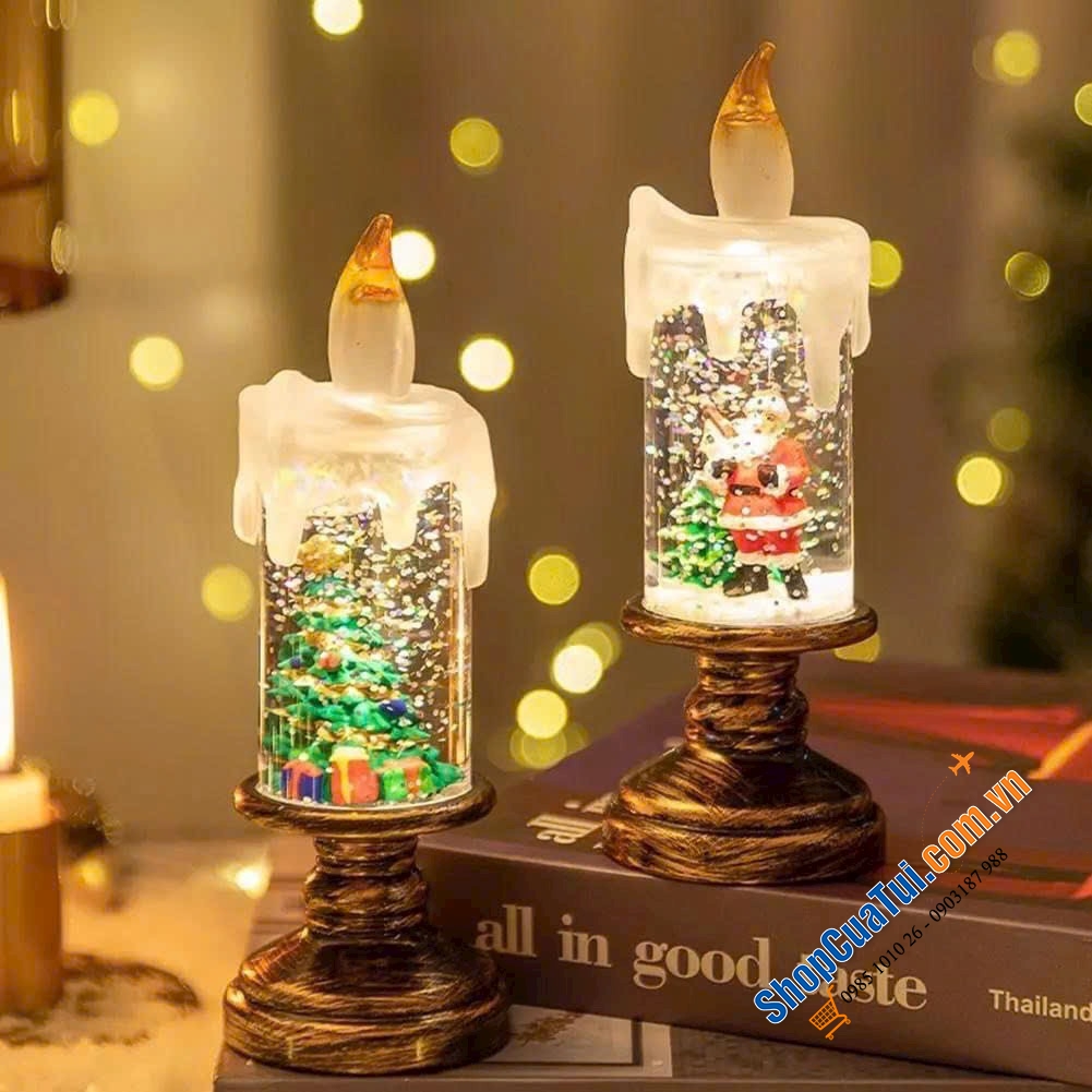 Quả cầu tuyết phát sáng Giáng sinh Surakey hình cây nến - Đón Noel ấm áp và mang đến bầu không khí lễ hội sống động