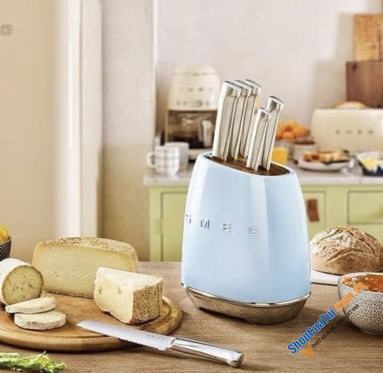 Bộ dao SMEG 6 dao kèm đốc - Sự Kết Hợp Hoàn Hảo Giữa Chất Lượng ĐỨC  và Phong Cách ITALY!