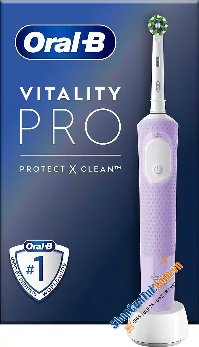 BÀN CHẢI ĐIỆN ORAL-B  Vitality Pro - Màu đen hoặc màu tím - chải răng cực kỳ êm dịu