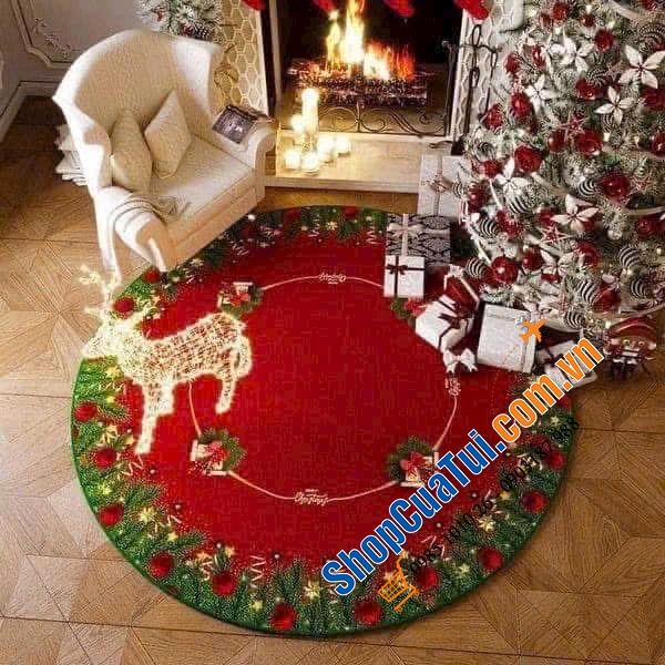 Thảm tròn Giáng sinh Maples Rugs 1.2m - tạo ra không gian ấm áp và thoải mái cho ngôi nhà mùa Noel và Tết