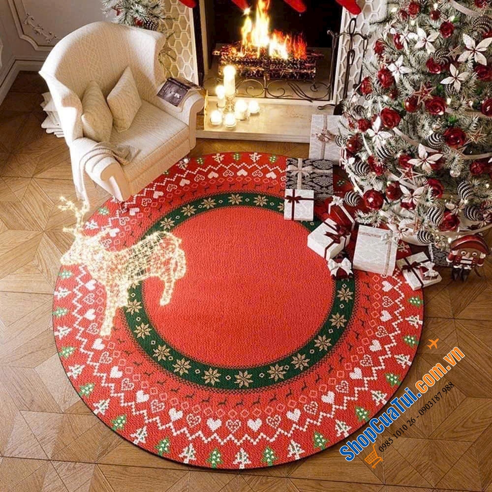 Thảm tròn Giáng sinh Maples Rugs 1.2m - tạo ra không gian ấm áp và thoải mái cho ngôi nhà mùa Noel và Tết