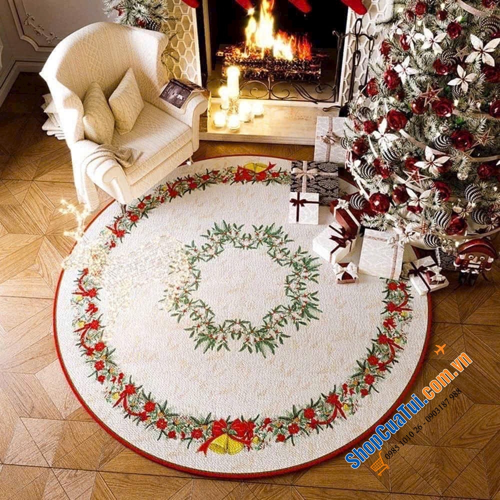 Thảm tròn Giáng sinh Maples Rugs 1.2m - tạo ra không gian ấm áp và thoải mái cho ngôi nhà mùa Noel và Tết