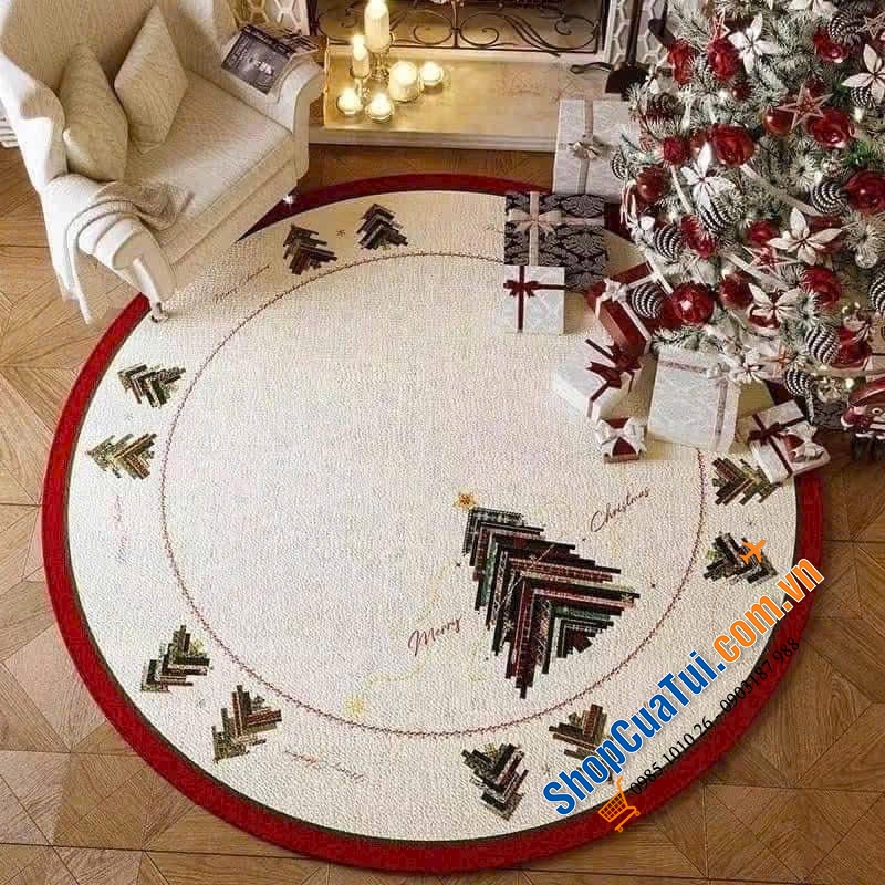 Thảm tròn Giáng sinh Maples Rugs 1.2m - tạo ra không gian ấm áp và thoải mái cho ngôi nhà mùa Noel và Tết