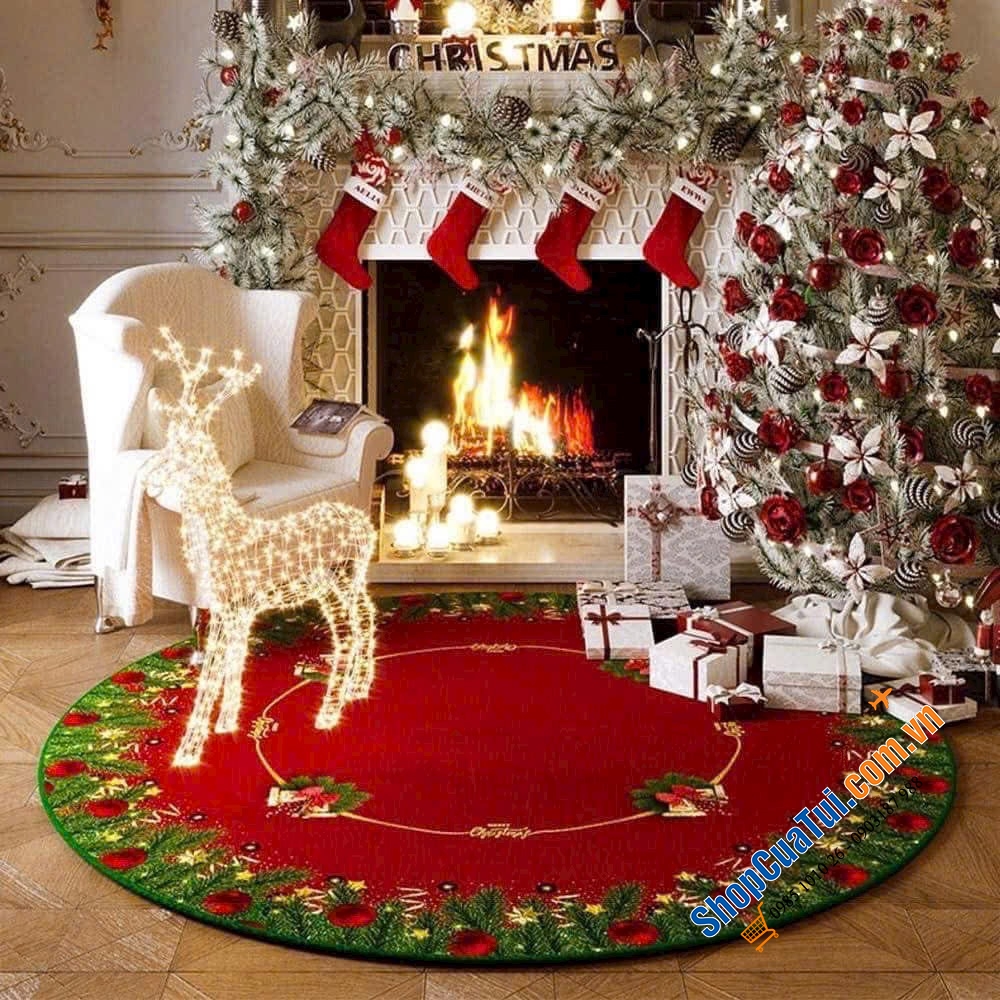 Thảm tròn Giáng sinh Maples Rugs 1.2m - tạo ra không gian ấm áp và thoải mái cho ngôi nhà mùa Noel và Tết