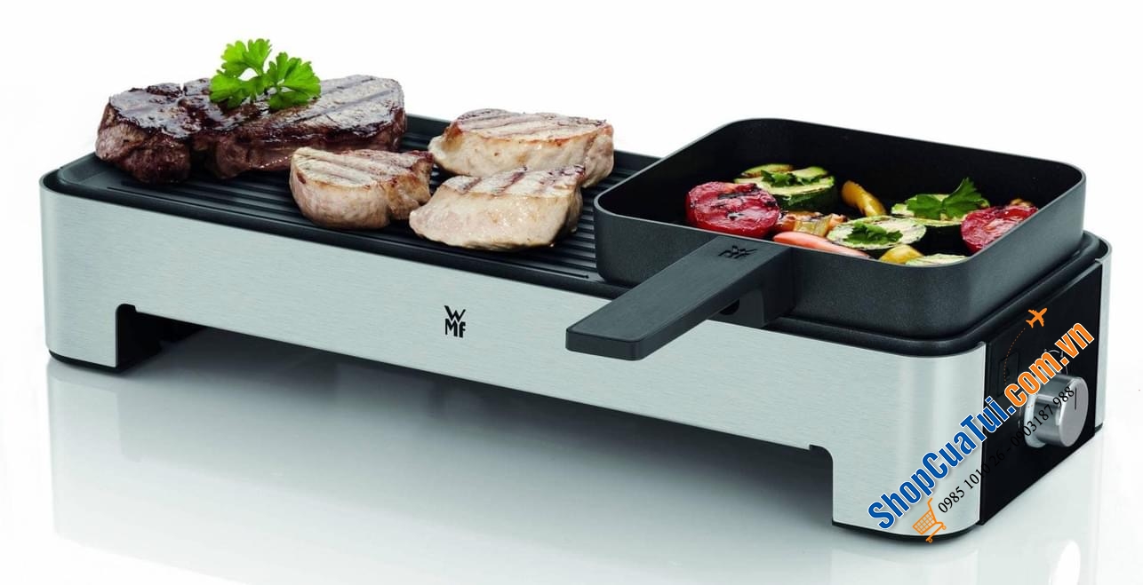 BẾP NƯỚNG WMF KÜCHENMINIS TISCHGRILL FÜR 2 - Tiện lợi cực kì khi bếp có thêm 1 chảo riêng biệt để ngăn mùi, nướng sốt phô mai,...