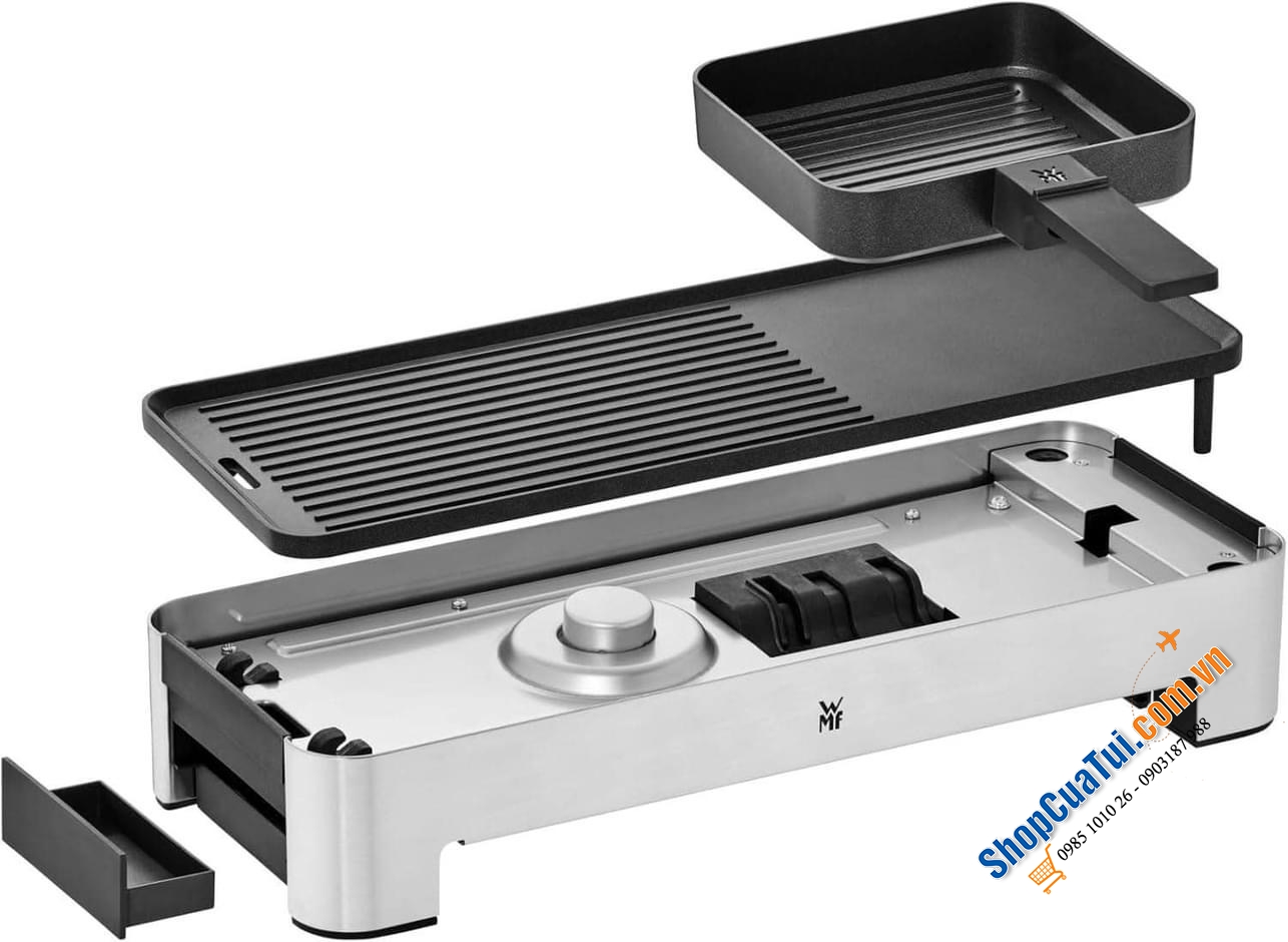 BẾP NƯỚNG WMF KÜCHENMINIS TISCHGRILL FÜR 2 - Tiện lợi cực kì khi bếp có thêm 1 chảo riêng biệt để ngăn mùi, nướng sốt phô mai,...