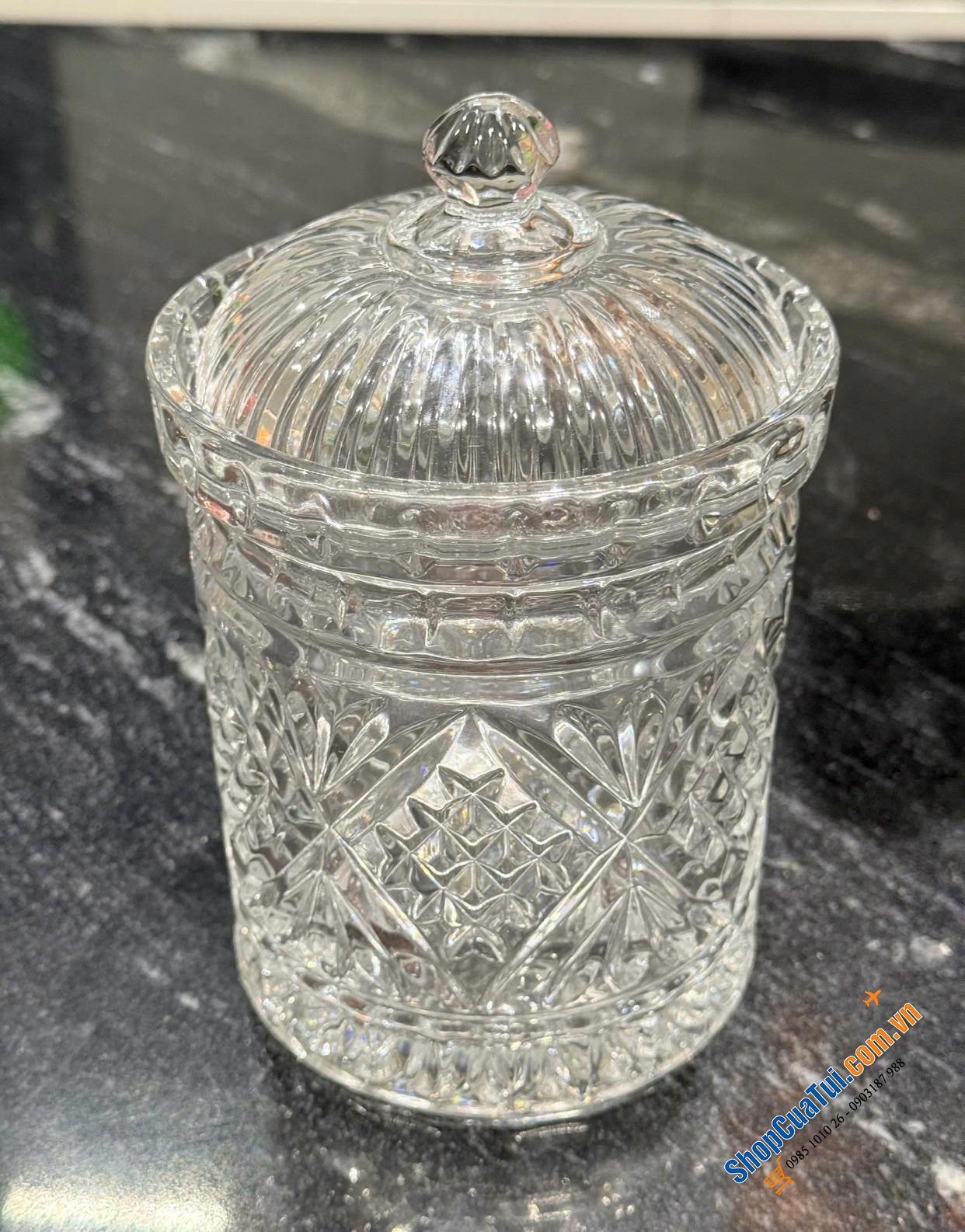 Hũ đựng kẹo, bánh quy pha lê Dublin màu trắng.