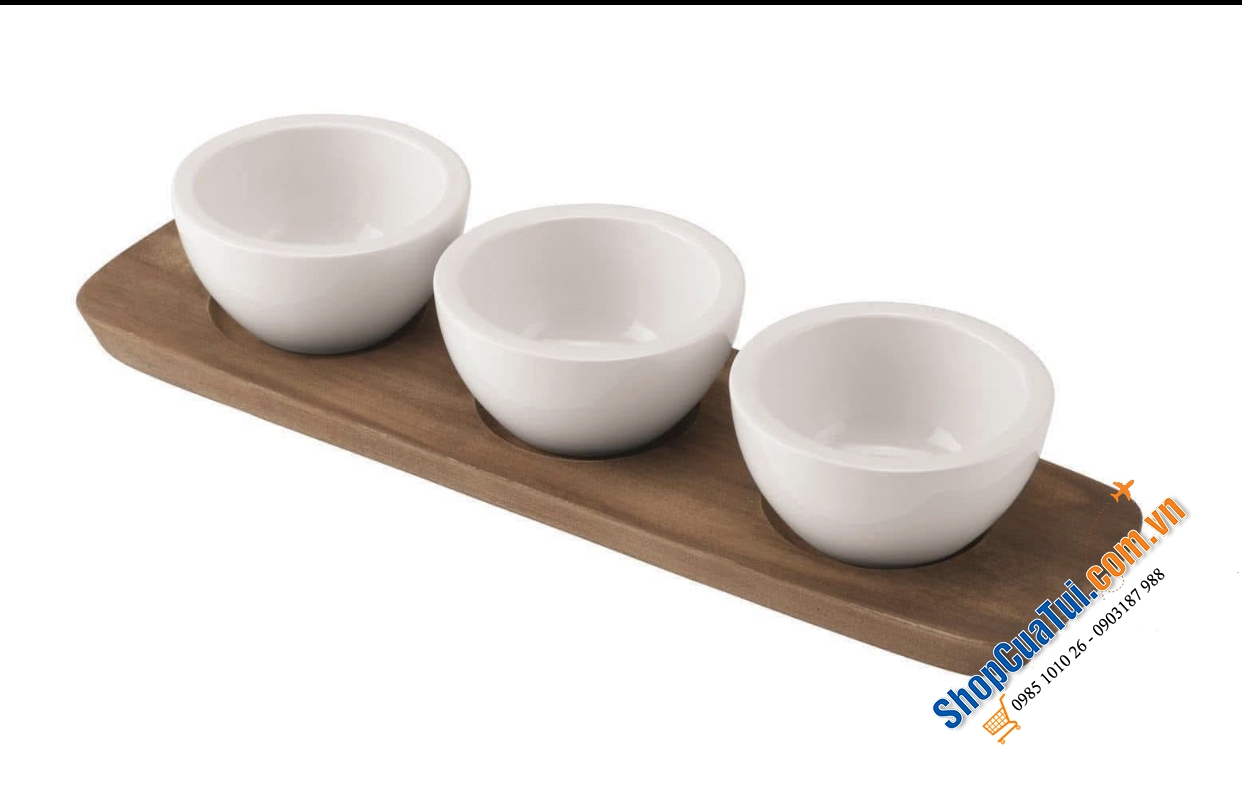 Sét 3 bát nước chấm Villeroy & Boch kèm khay gỗ