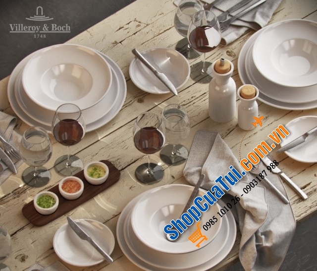 SET Đựng nước chấm, đồ ăn nhẹ kèm Artesano Original từ Villeroy & Boch gồm 3 bát sứ và 1 khay gỗ - Sét 3 bát nước chấm Villeroy & Boch kèm khay gỗ