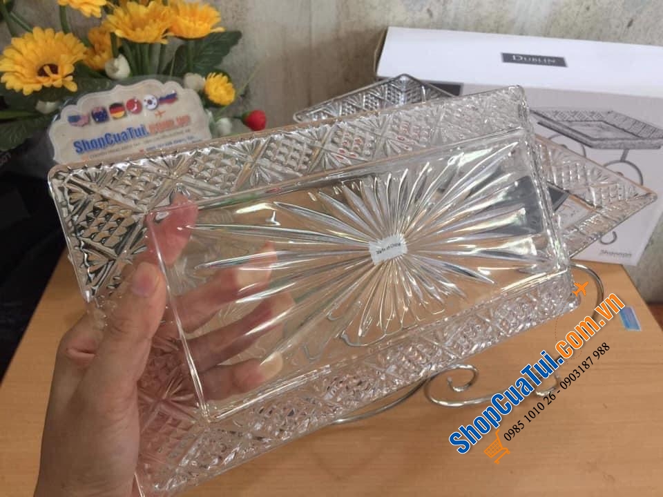 Khay pha lê 3 tầng thấp tới cao Dublin hình chữ nhật – SANG TRỌNG, TINH TẾ CHO MỌI DỊP.