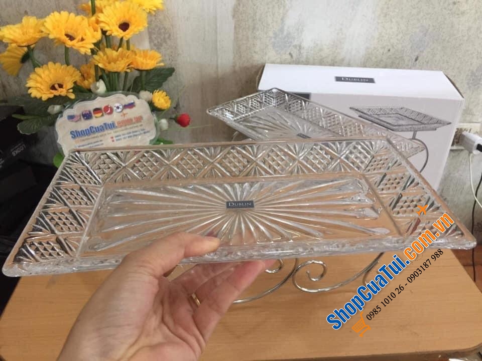 Khay pha lê 3 tầng thấp tới cao Dublin hình chữ nhật – SANG TRỌNG, TINH TẾ CHO MỌI DỊP.