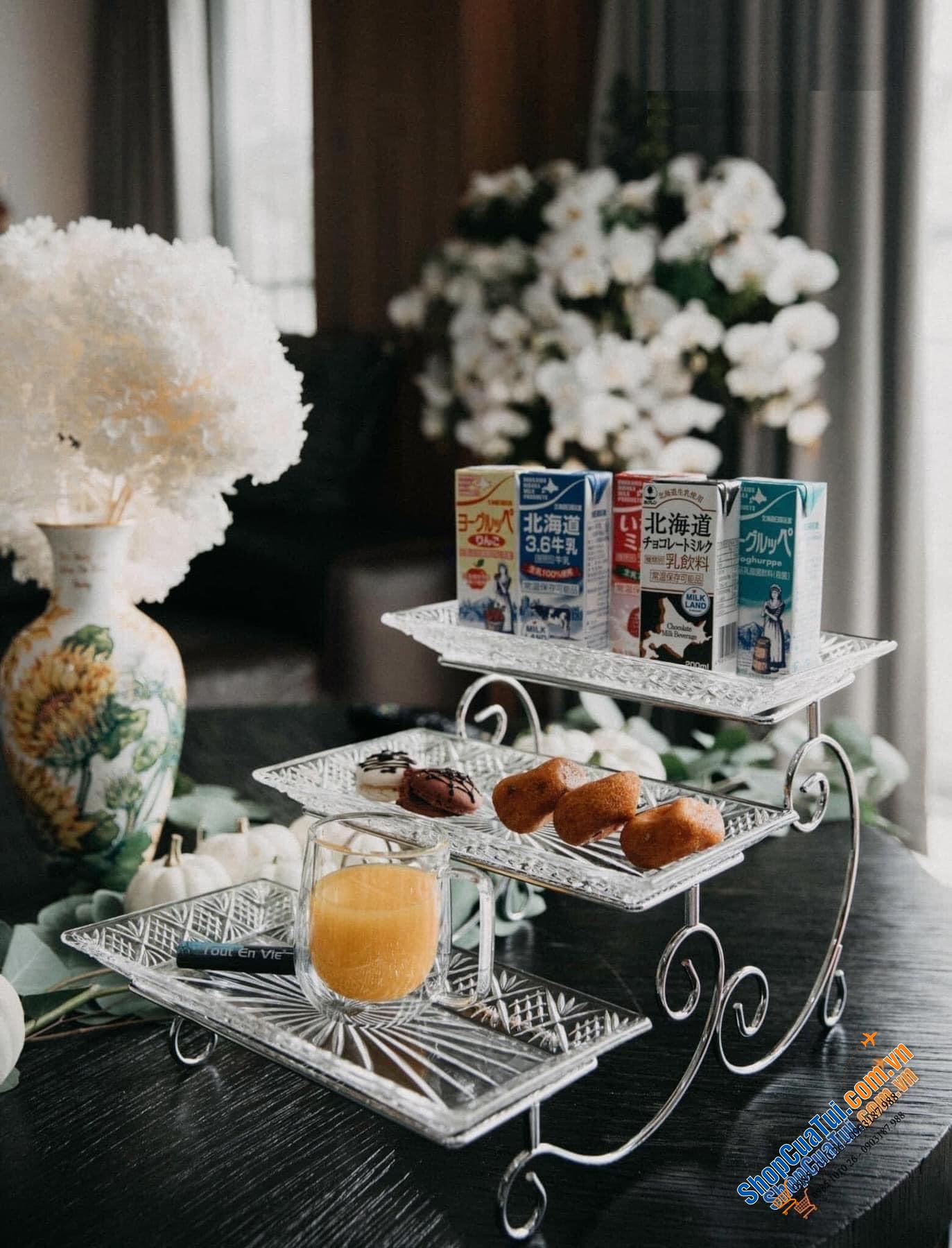 Khay pha lê 3 tầng thấp tới cao Dublin hình chữ nhật – SANG TRỌNG, TINH TẾ CHO MỌI DỊP.