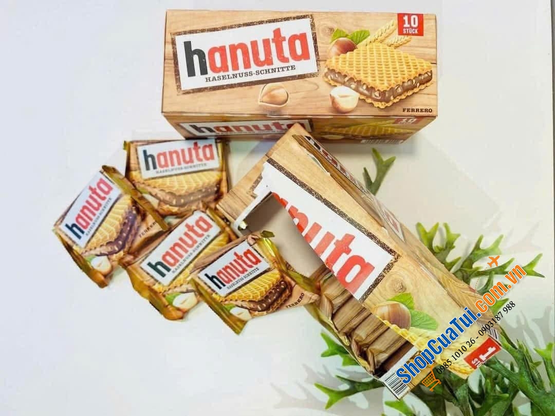 BÁNH QUY KẸP SOCOLA HẠT DẺ HANUTA MINIS.