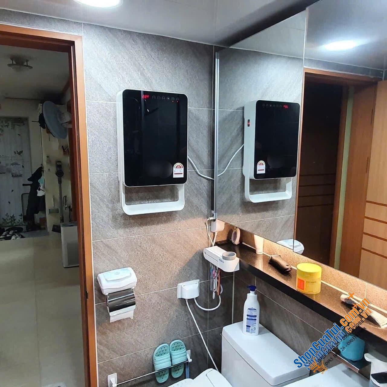 Sưởi nhà tắm 2LOCK KOREA sang xịn, treo tường, có hẹn giờ và có điều khiển từ xa