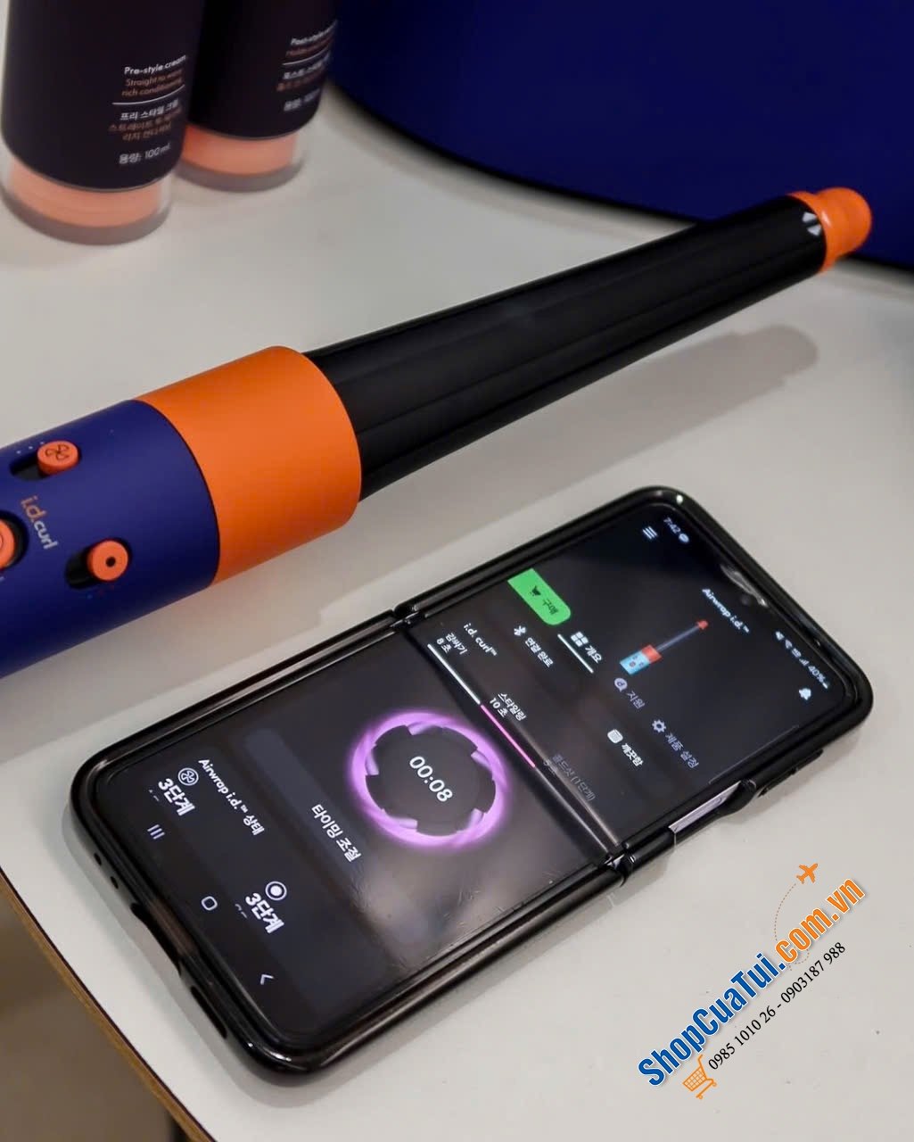 Máy sấy tóc tạo kiểu tóc đa năng và sấy khô Dyson Airwrap iD HS08 Curly Coily màu Vinca Blue