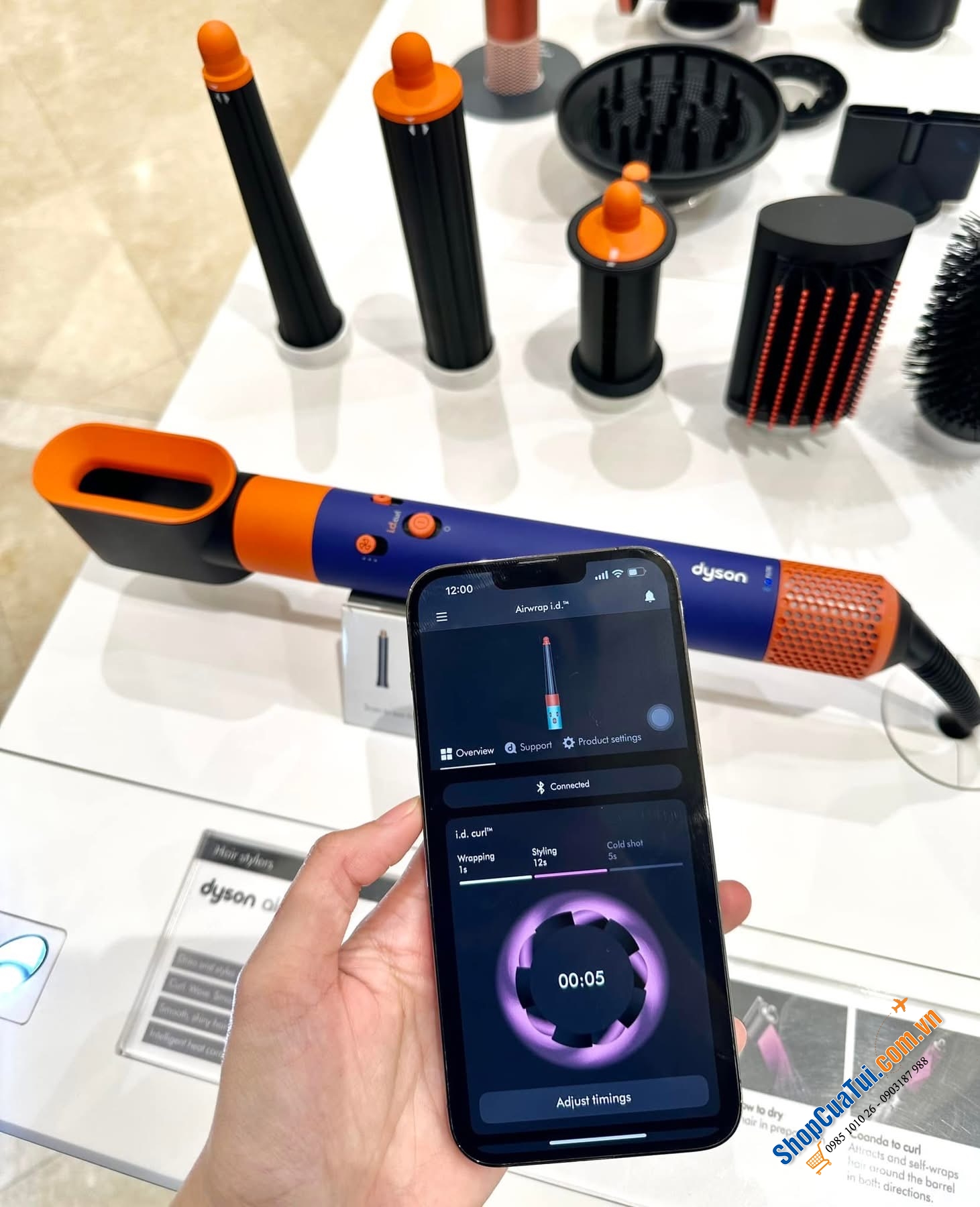 Máy sấy tóc tạo kiểu tóc đa năng và sấy khô Dyson Airwrap iD HS08 Curly Coily màu Vinca Blue
