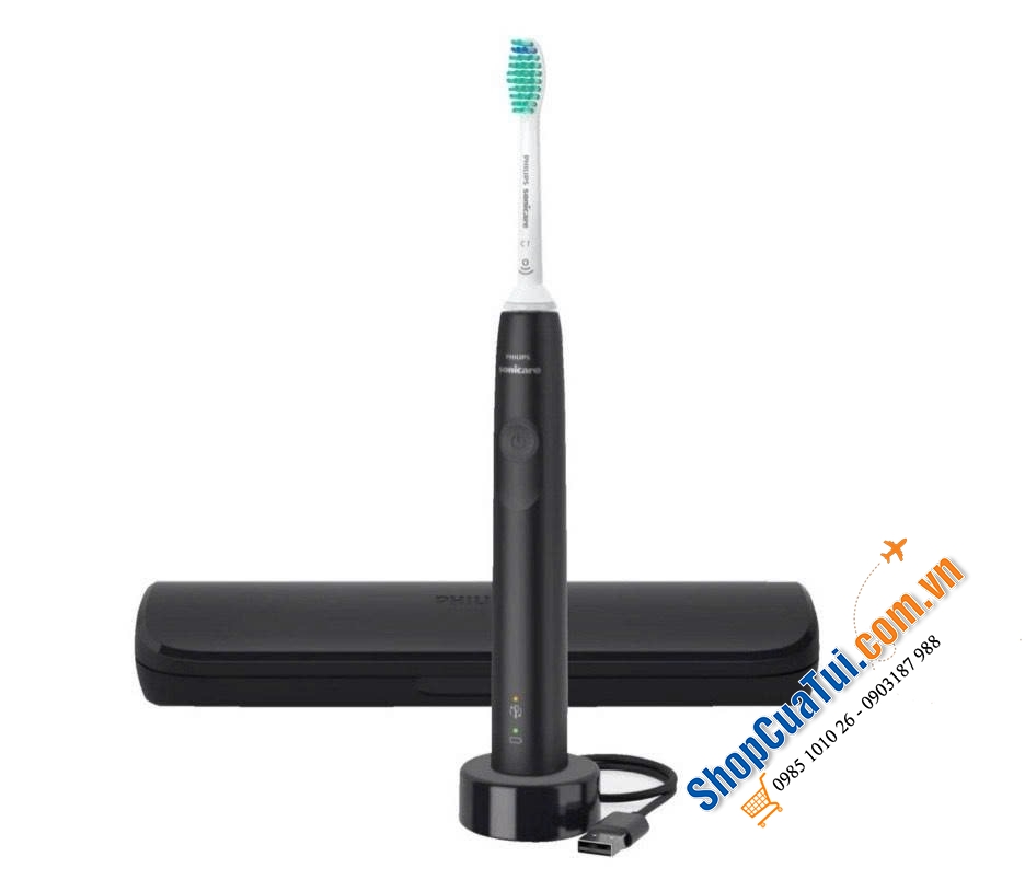 Bàn chải điện Philips HX3673/14 series 3100 màu đen kèm hộp du lịch