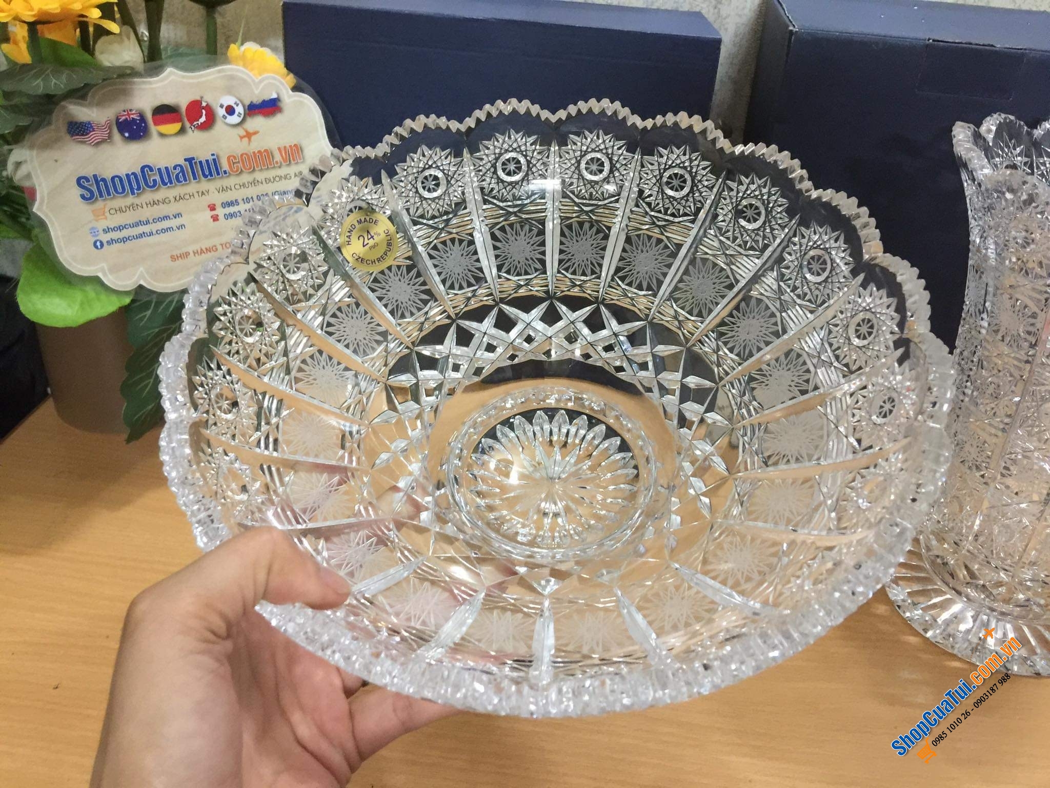 Tô bồng pha lê mài Bohemia M57 30,5cm sang trọng, thanh thoát được thiết kế theo phong cách Châu Âu