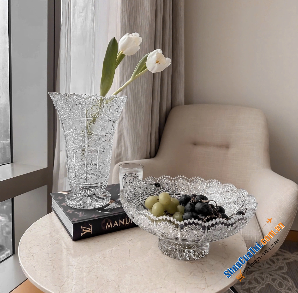 Tô bồng pha lê mài Bohemia M57 30,5cm sang trọng, thanh thoát được thiết kế theo phong cách Châu Âu