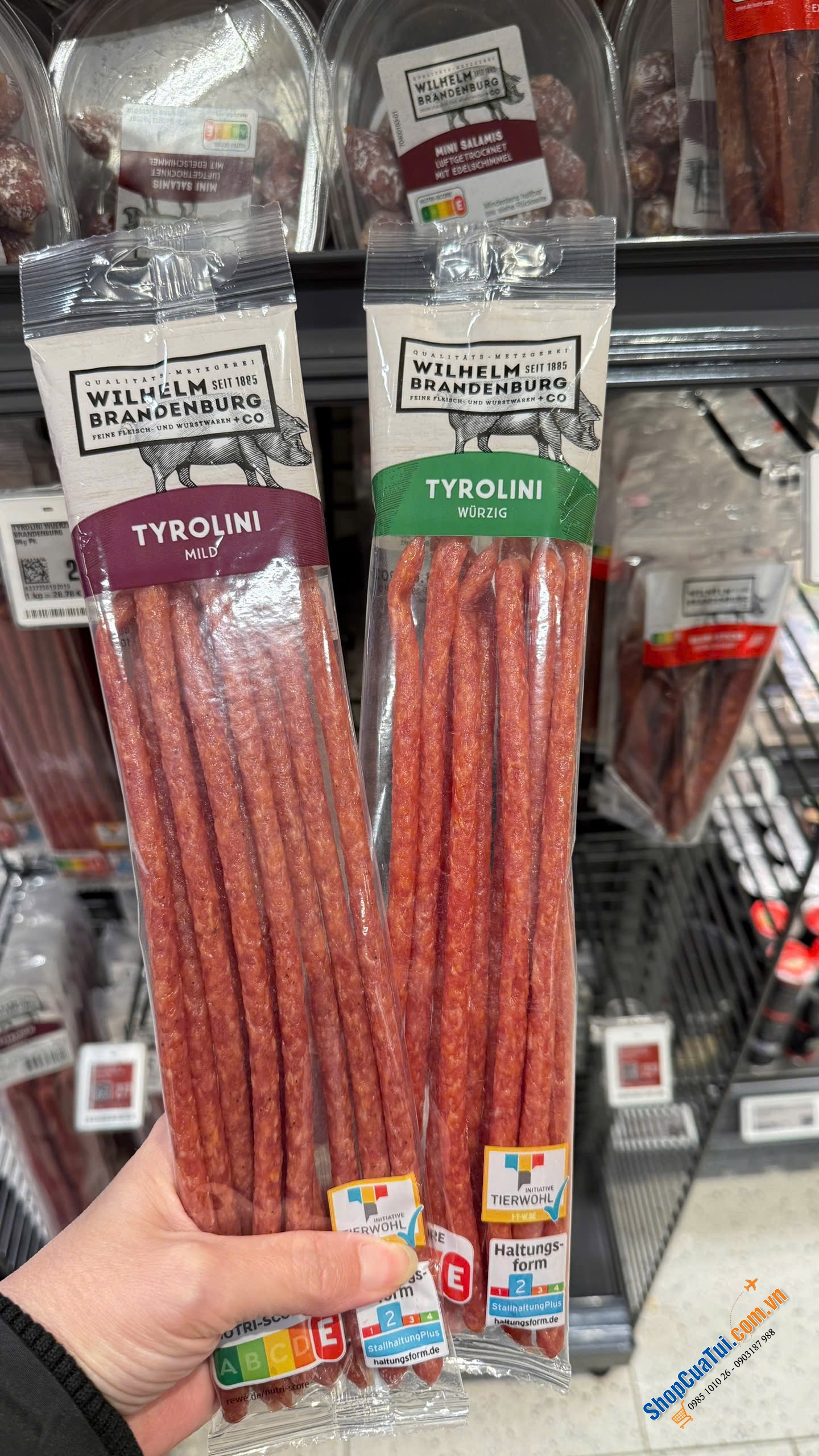 Salami que Tyrolini thịt heo của Đức 90g vị truyền thống hoặc xông khói - Xúc xích khô hàng nội địa Đức ăn vào chỉ mê mẩn, ngon tấm tắc