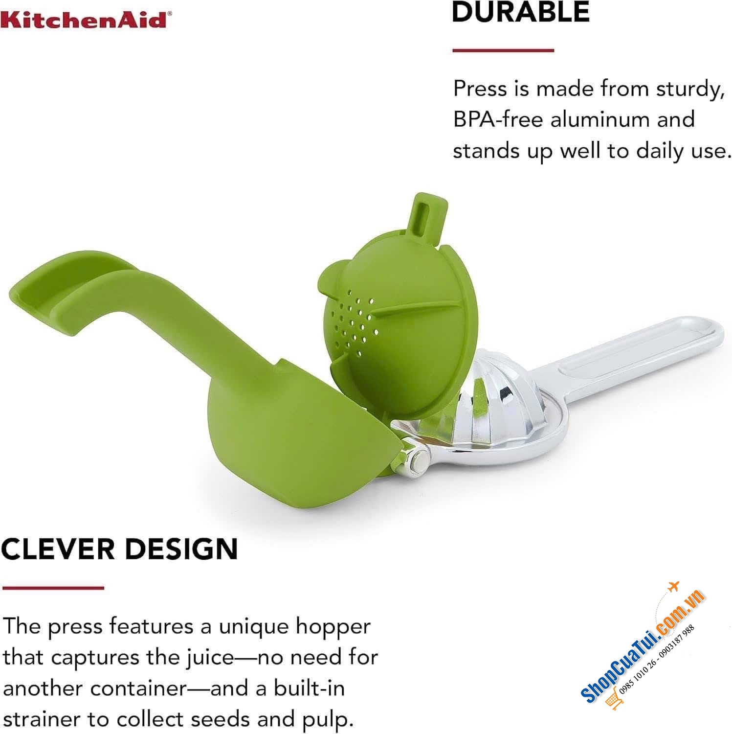 Dụng cụ vắt chanh Kitchenaid màu vàng.