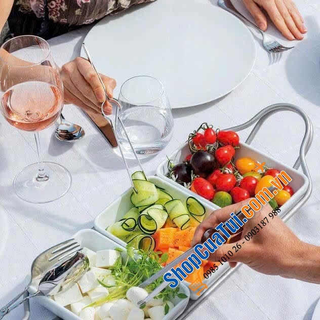 Đĩa sứ 3 ngăn Sambonet Living Porcelain.