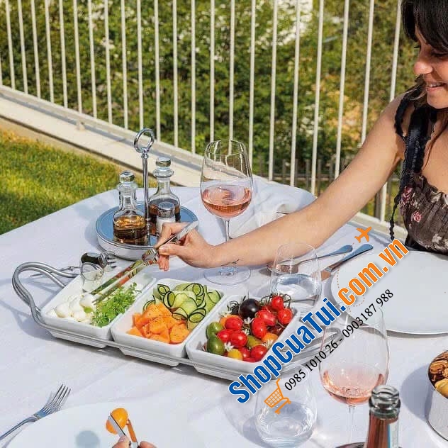 Đĩa sứ 3 ngăn Sambonet Living Porcelain.