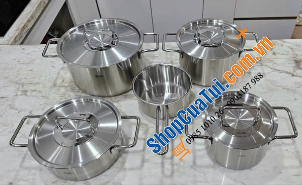 Bộ nồi FISSLER Pure Collection 5 món nắp inox.