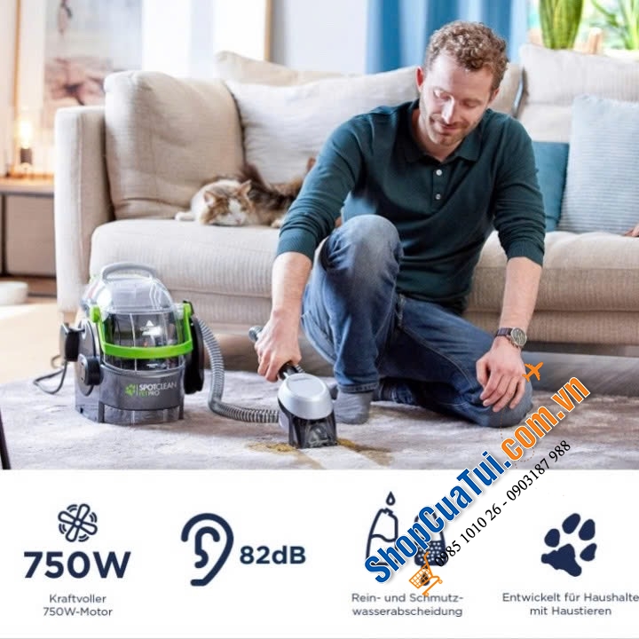 MÁY GIẶT THẢM BISSELL SPOTCLEAN PET PRO - dễ dàng làm sạch thảm, vải bọc, cầu thang, giường vật nuôi, sàn trải thảm, nội thất xe hơi và hơn thế nữa